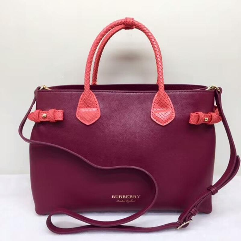 Burberry Handbags 40236931 House Plaid Wine Red with Pink